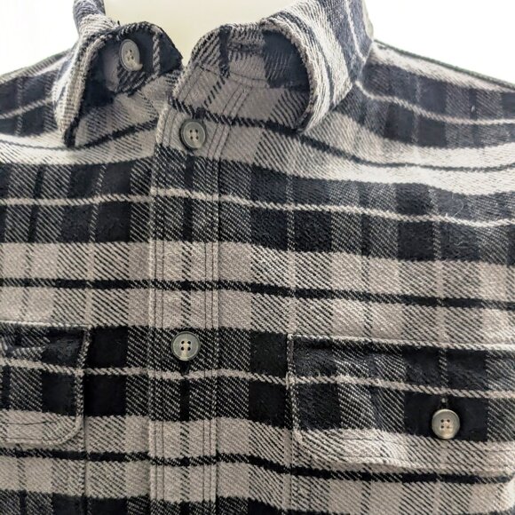 Everlane Men’s Large Plaid Flannel Shacket Jacket — 100% Cotton, Gray & Black - Picture 4 of 9